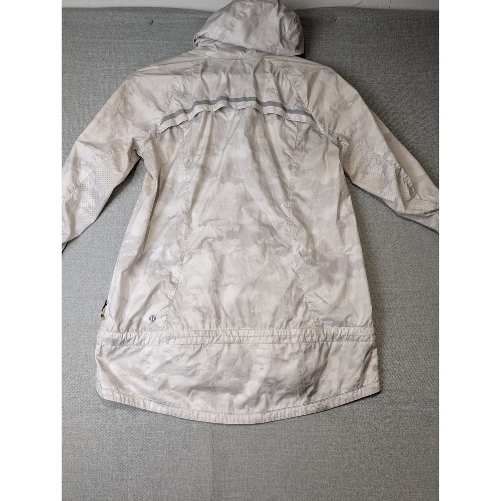 Lululemon Windbreaker Jacket Womens 8 Beige Polyester Hooded Reflective Print - Picture 7 of 8